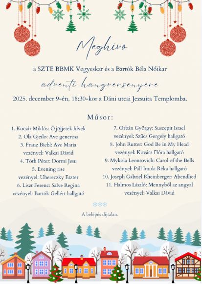 Adventi hangverseny a Jezsuita templomban – az SZTE BBMK Vegyeskar és a Bartók Béla Nőikar közös koncertje