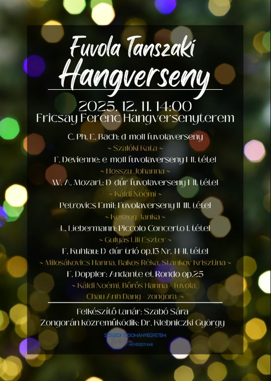 Fuvola tanszaki koncert – Szabó Sára hallgatóinak hangversenye