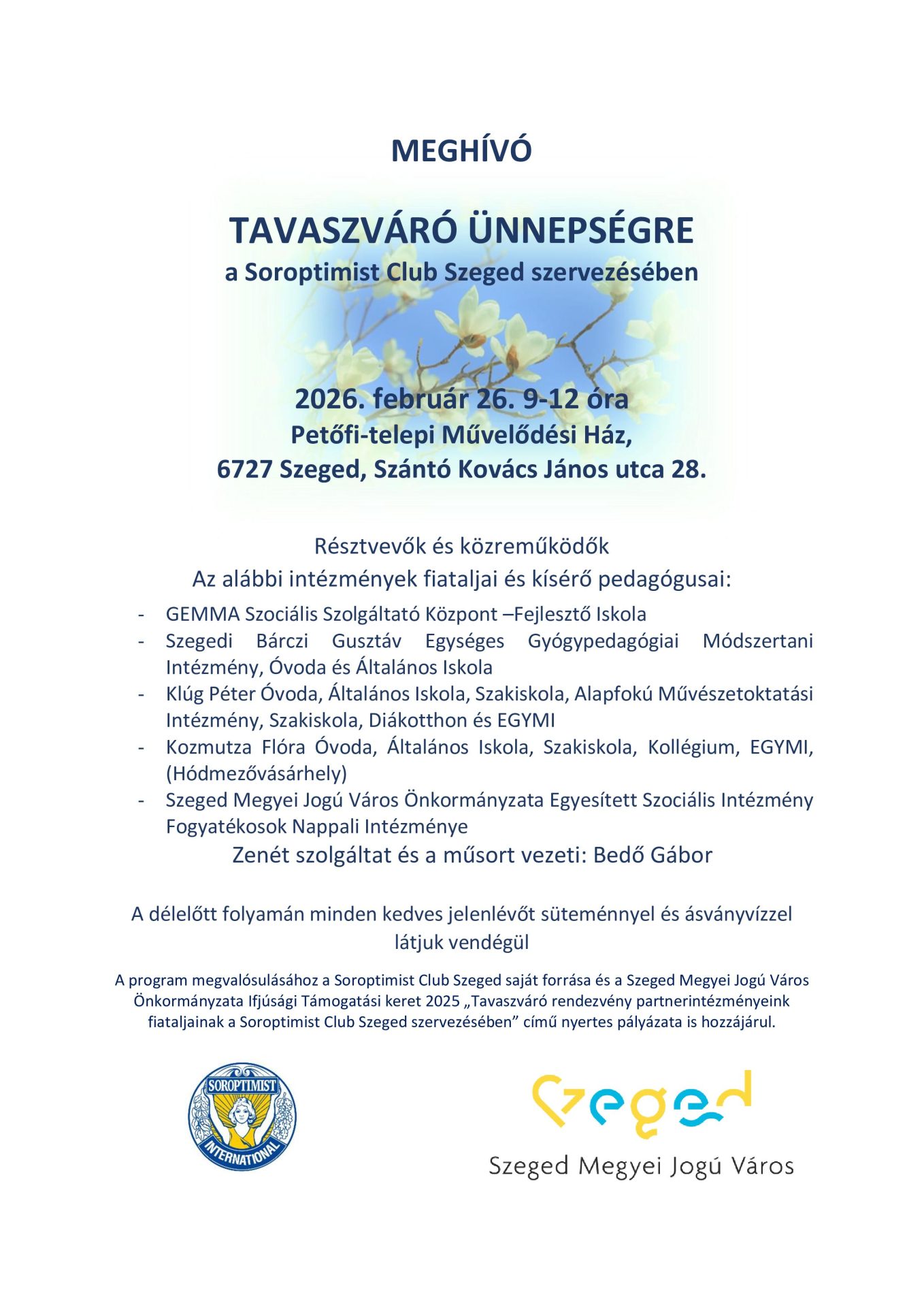 Tavaszváró rendezvény sérült és hátrányos helyzetű fiataloknak a Soroptimist Club Szeged szervezésében