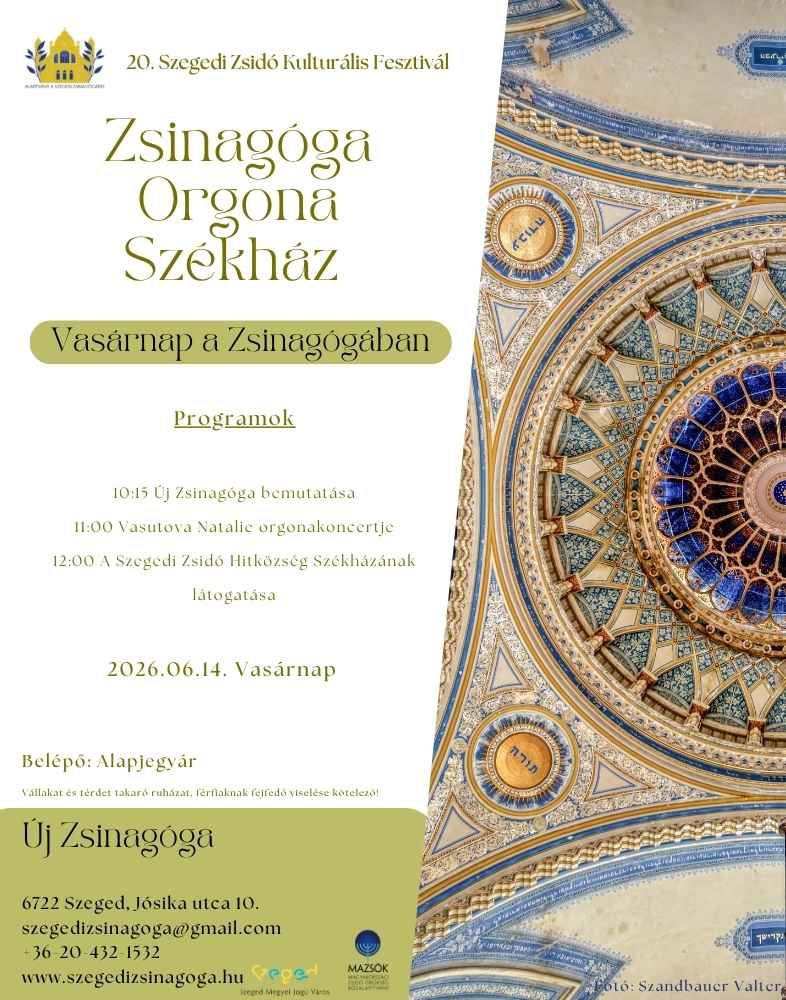 Új Zsinagóga bemutató, orgonakoncert és székházlátogatás
