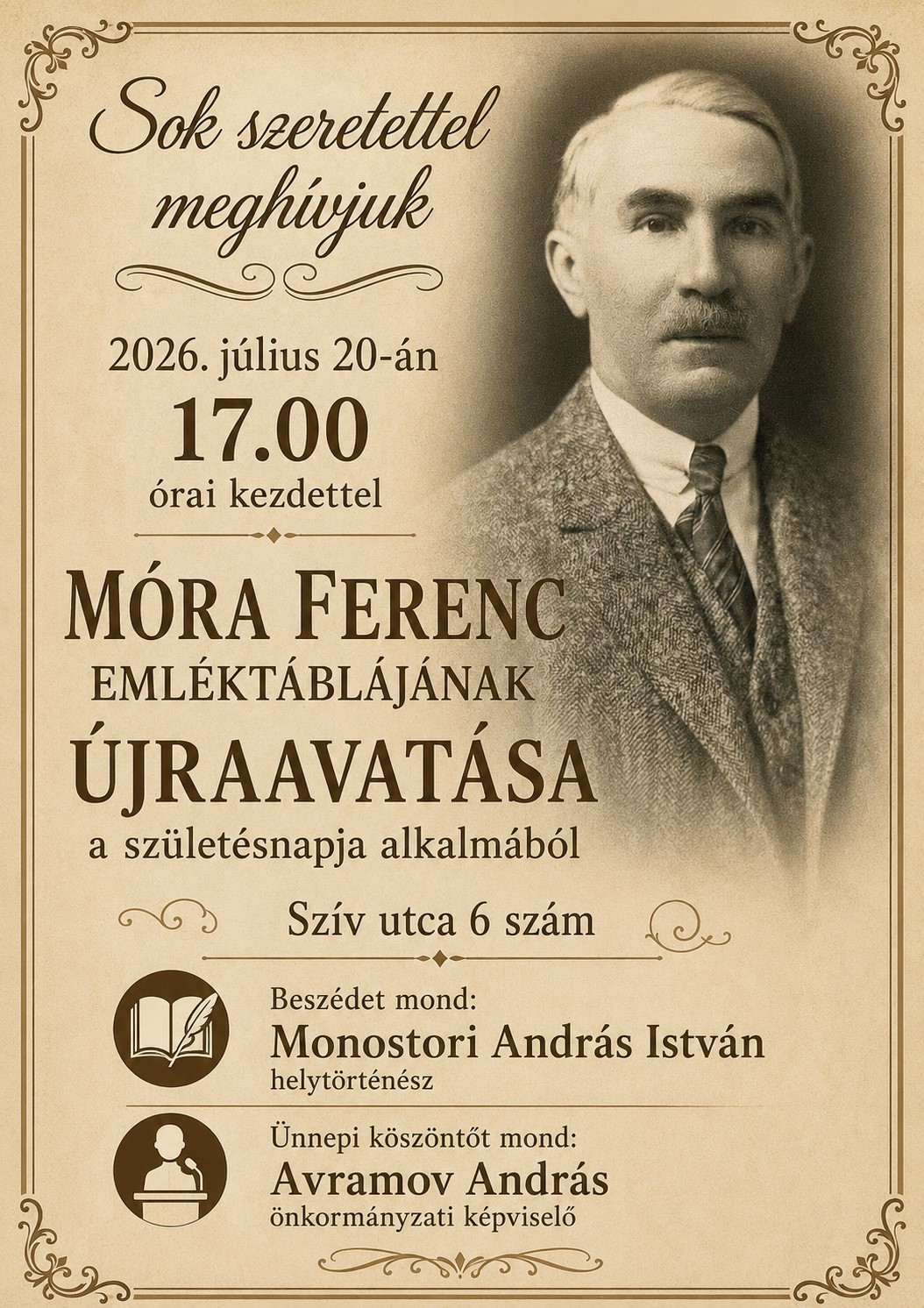 Móra Ferenc emléktáblájának újraavatása