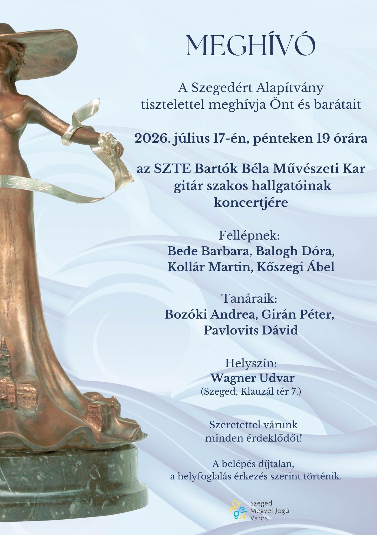 Az SZTE Bartók Béla Művészeti Kar gitár szakos hallgatóinak koncertje